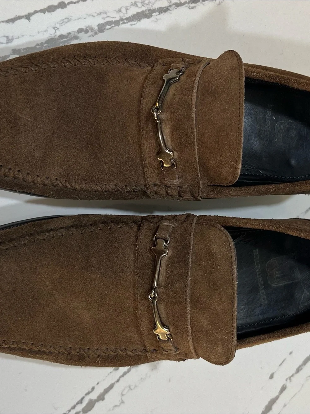 Bruno Magli Pittore Brown Suede Horsebit Loafers - Men's Size 9 M